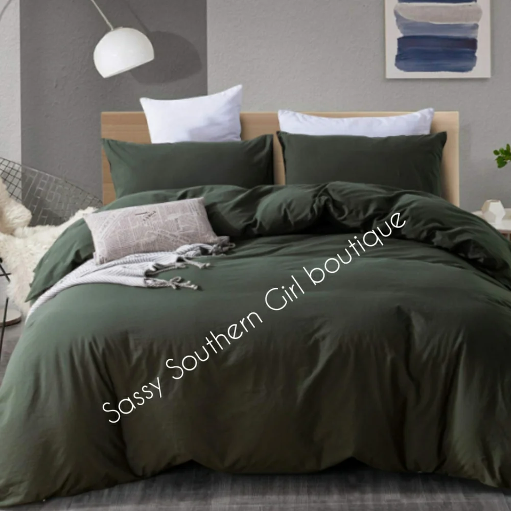 🆕⭐Boho army green cotton duvet cover set